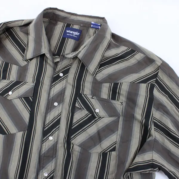 Vintage Wrangler 3XT Brown Striped Long Sleeve Snap Western Shirt
