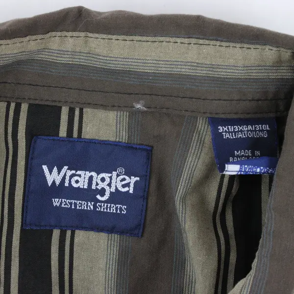 Vintage Wrangler 3XT Brown Striped Long Sleeve Snap Western Shirt