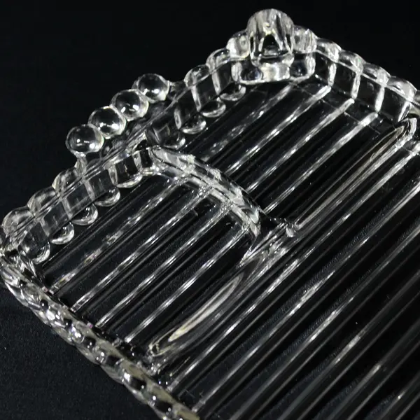 Lot of 5 Vtg Rectangular Hazel Atlas 1305 Clear Ribbed Glass Snack Trays No Cups