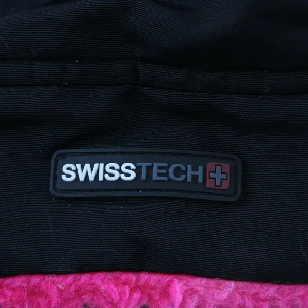 Swiss Tech Girls Black Neon Pink Quilted Faux Fur Aviator Trapper Hat