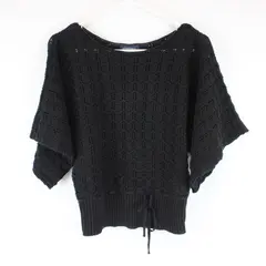 SONOMA LIFE+style Black 3/4 Sleeve Open-Work Wave Knit Sweater S