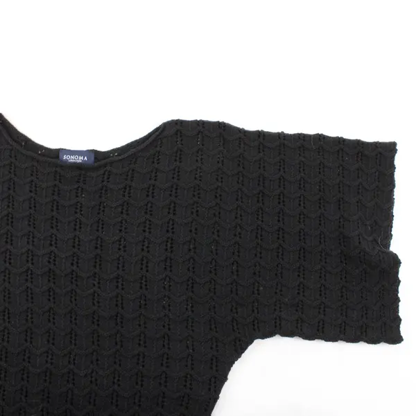 SONOMA LIFE+style Black 3/4 Sleeve Open-Work Wave Knit Sweater S
