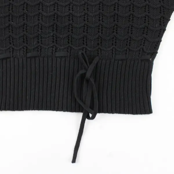 SONOMA LIFE+style Black 3/4 Sleeve Open-Work Wave Knit Sweater S