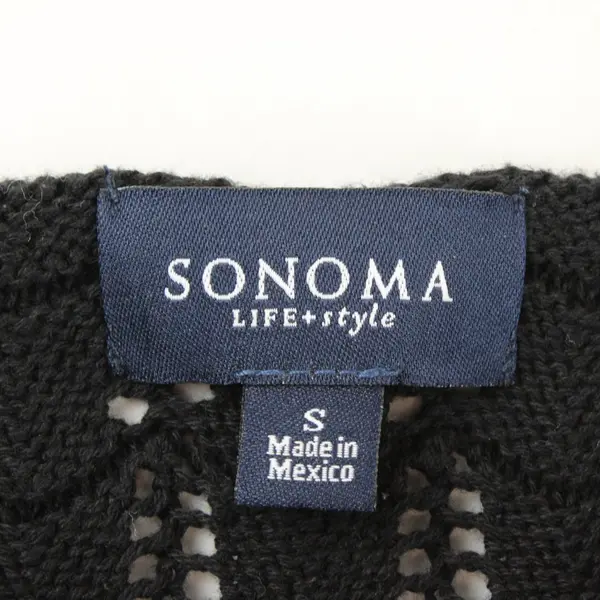 SONOMA LIFE+style Black 3/4 Sleeve Open-Work Wave Knit Sweater S