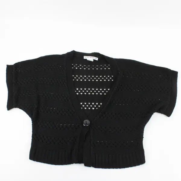 Two-One-Two New York Black Open Work Chunky Cropped Sweater Size L