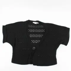 Two-One-Two New York Black Open Work Chunky Cropped Sweater Size L