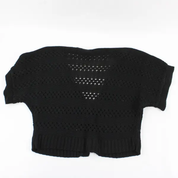 Two-One-Two New York Black Open Work Chunky Cropped Sweater Size L