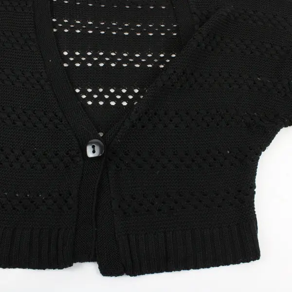 Two-One-Two New York Black Open Work Chunky Cropped Sweater Size L