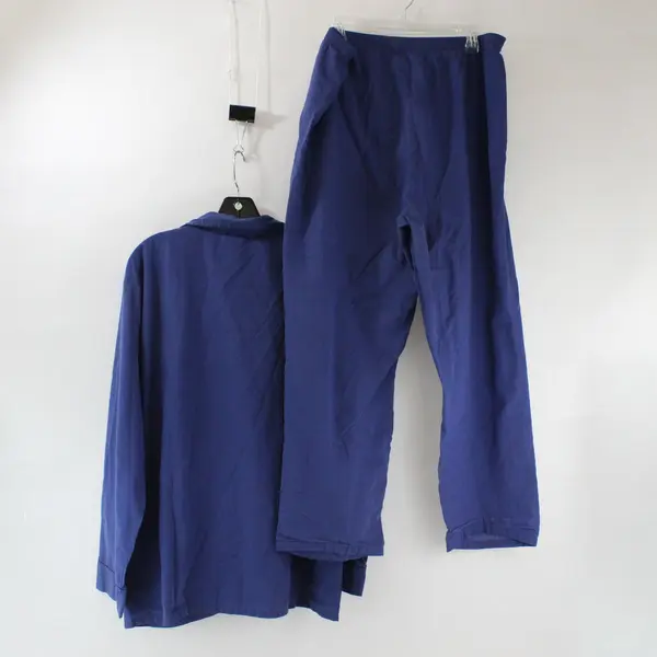 Hanes Men's Woven Pajama Set Navy Blue Size Large Cotton Blend Lightweight 