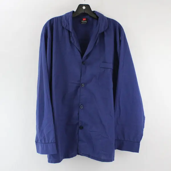 Hanes Men's Woven Pajama Set Navy Blue Size Large Cotton Blend Lightweight 