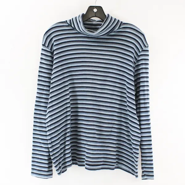 Jones New York Sport Navy and Light Blue Striped Long Sleeve Turtleneck 1X 