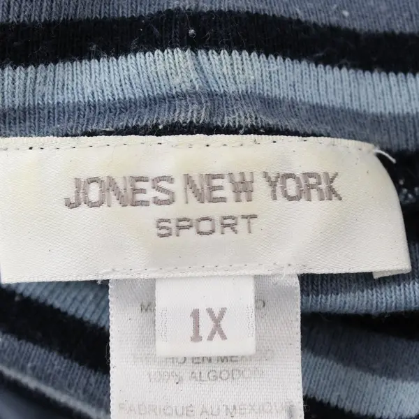 Jones New York Sport Navy and Light Blue Striped Long Sleeve Turtleneck 1X 