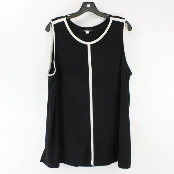 Alfani Women’s Black Sleeveless Blouse with White Accent Trim Size 2X 