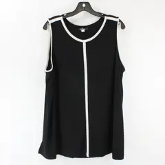 Alfani Women’s Black Sleeveless Blouse with White Accent Trim Size 2X 