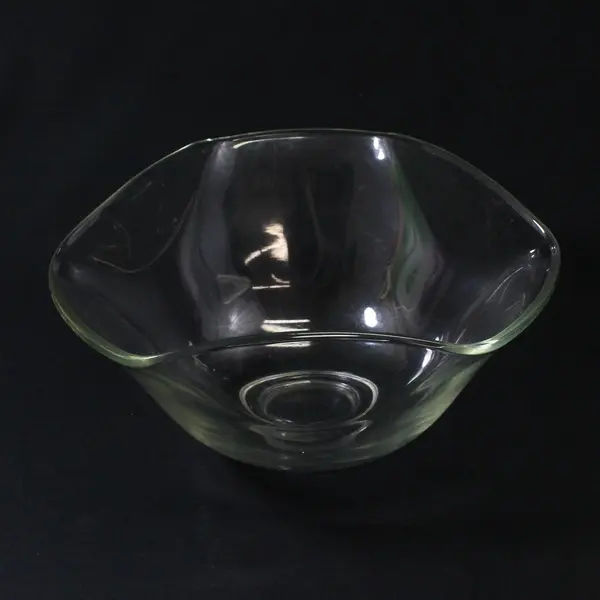 Vintage Clear Glass Wavy Edge Serving Bowl 9in