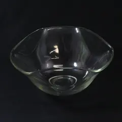 Vintage Clear Glass Wavy Edge Serving Bowl 9in