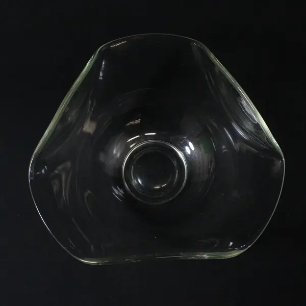 Vintage Clear Glass Wavy Edge Serving Bowl 9in