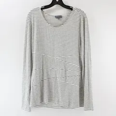 Market & Spruce Womens Grey and White Striped Long Sleeve Blouse XXL