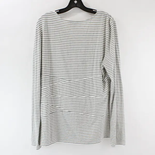 Market & Spruce Womens Grey and White Striped Long Sleeve Blouse XXL
