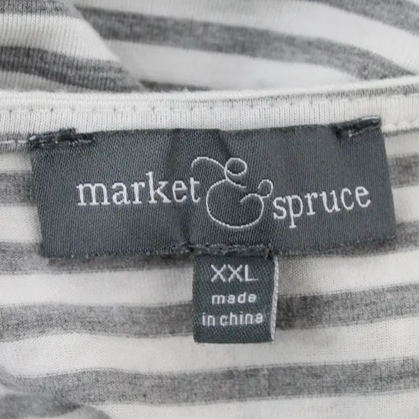 Market & Spruce Womens Grey and White Striped Long Sleeve Blouse XXL