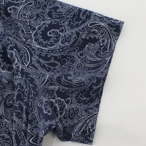 Catherines Shirt Short Sleeve V-Neck Navy and White Paisley Pattern Shirt 3X
