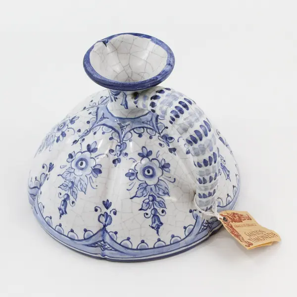Hand Painted Santos Timoneda Ceramic Jug Crackled Pattern w/ Blue Flowers Spain