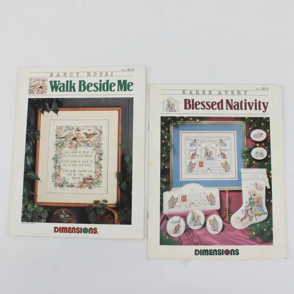Lot 2 1989 Dimensions Cross-Stitch Walk Beside Me #156 Blessed Nativity #161