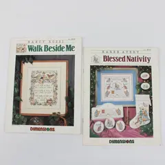 Lot 2 1989 Dimensions Cross-Stitch Walk Beside Me #156 Blessed Nativity #161