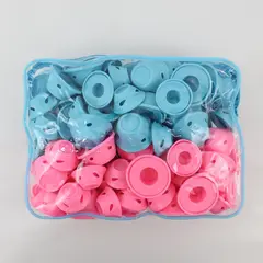 Silicone Heatless Hair Curlers For Women Soft Rollers Overnight 108 Pc Blue/Pink