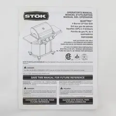 Stok Quattro 4 Burner LP Gas Grill Model SGP4333SB Operator's Manual