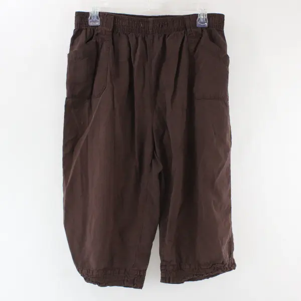 Gloria Vanderbilt Women's PL Brown Capri Pants Stretchy Waistband