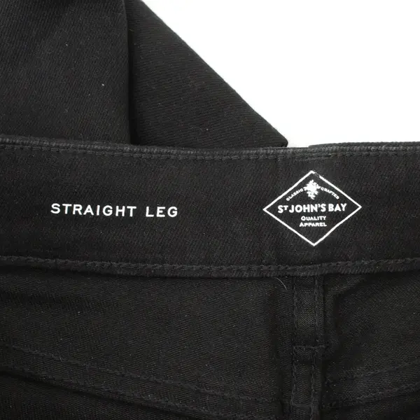 St. John's Bay Jeans Womens 6P Black Straight Leg Stretch Denim Casual