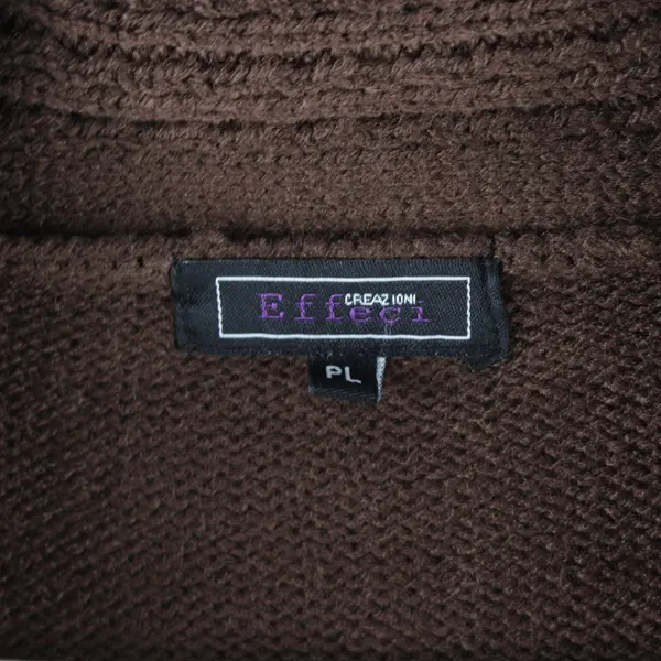 Effeci Women's Brown Open Front Long Sleeve Knit Cardigan PL