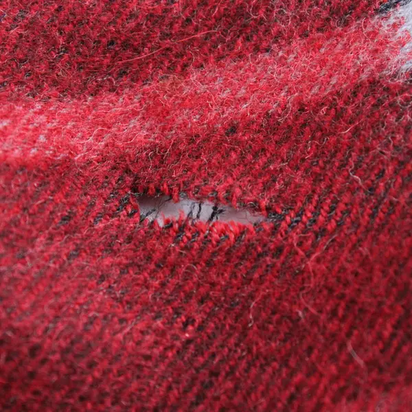 Vintage Jaeger Red Striped Cashmere Wool Blend Fringe Scarf 12x55 FLAWED