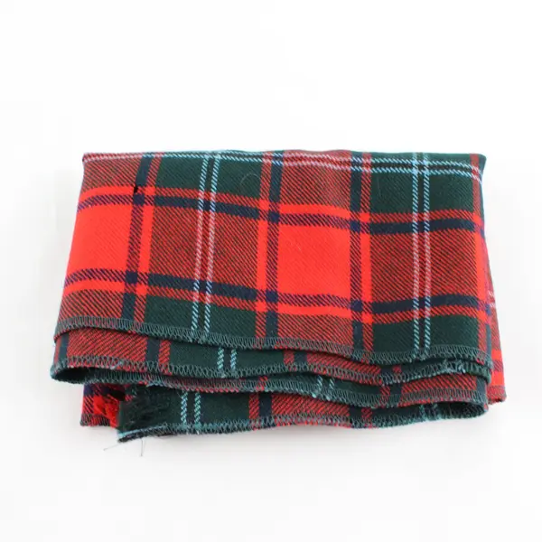 Lochcarron Plaid Wool Fringe Scarf Red Green Blue 9x56 FLAWED