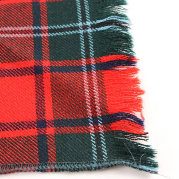 Lochcarron Plaid Wool Fringe Scarf Red Green Blue 9x56 FLAWED