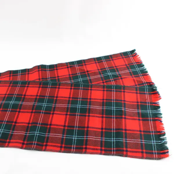 Lochcarron Plaid Wool Fringe Scarf Red Green Blue 9x56 FLAWED