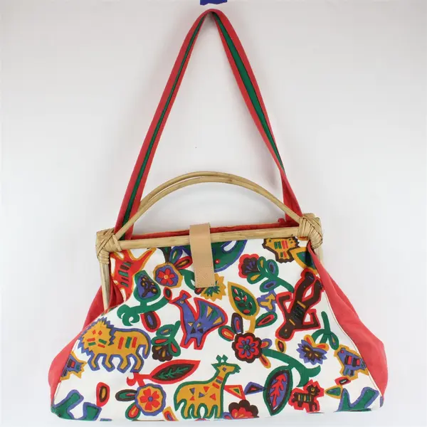 VTG Sun N' Sand Multicolor Abstract Novelty Beach Shoulder Bag 20in Flawed