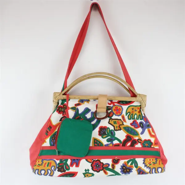 VTG Sun N' Sand Multicolor Abstract Novelty Beach Shoulder Bag 20in Flawed