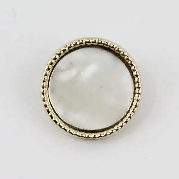 Vintage Round White Mother of Pearl Gold Tone Brooch Pin 1-1/4"