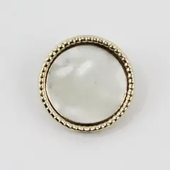 Vintage Round White Mother of Pearl Gold Tone Brooch Pin 1-1/4"