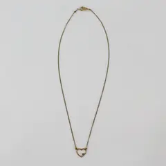 Vintage Artistry 12KGF Clear Rhinestone Dainty Heart Chain Necklace Choker 15in