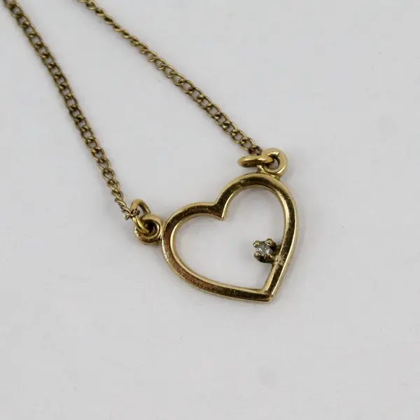 Vintage Artistry 12KGF Clear Rhinestone Dainty Heart Chain Necklace Choker 15in