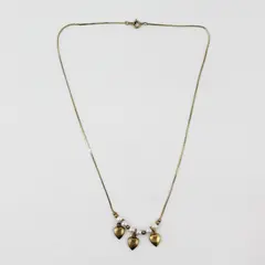 Vintage Faux Pearl Gold Tone Heart Pendant Necklace 18in