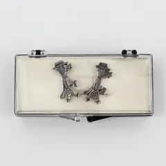 Vintage PB Rat Mouse Silver-Tone Screw Back Novelty Earrings