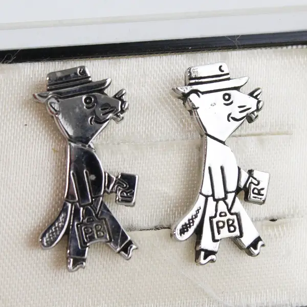 Vintage PB Rat Mouse Silver-Tone Screw Back Novelty Earrings