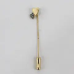 Vintage Gold-Tone Clear Rhinestone Heart Stick Pin Brooch