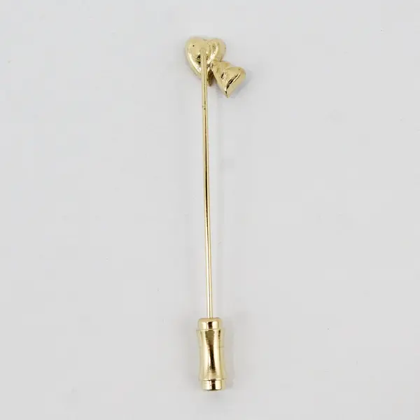 Vintage Gold-Tone Clear Rhinestone Heart Stick Pin Brooch