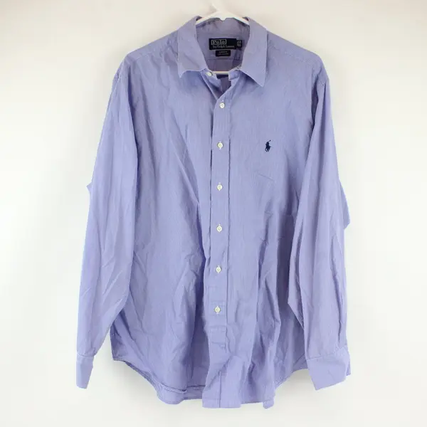Polo Ralph Lauren Andrew Blue Long Sleeve Button Up Shirt Mens 17-35