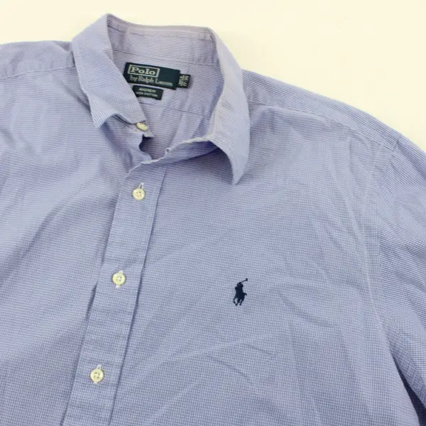 Polo Ralph Lauren Andrew Blue Long Sleeve Button Up Shirt Mens 17-35